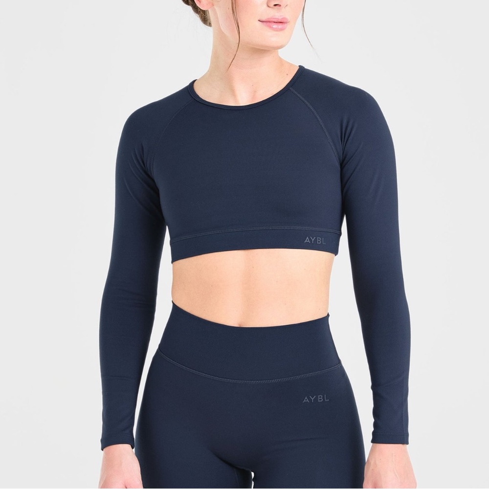 AYBL Navy Long Sleeve Crop Top